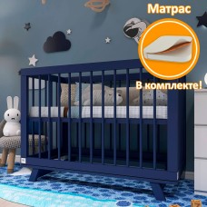 Кроватка для новорожденного Lillaland - модель Lilla Aria Night Blue+ Матрас DreamTex 120х60 см Кроватка для новорожденного Lillaland - модель Lilla Aria Night Blue+ Матрас DreamTex 120х60 см