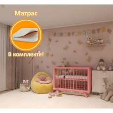 Кроватка для новорожденного Lillaland - модель Lilla Aria Antique Pink + Матрас DreamTex 120х60 см Кроватка для новорожденного Lillaland - модель Lilla Aria Antique Pink + Матрас DreamTex 120х60 см