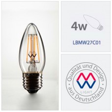 LBMW27C01 Лампа светодиодная MW Е27 C35 2700К FILAMENT 4W 220V прозрачная свеча LBMW27C01 Лампа светодиодная MW Е27 C35 2700К FILAMENT 4W 220V прозрачная свеча