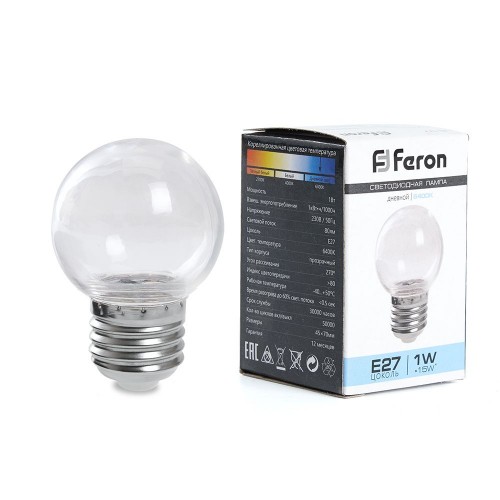 Лампа светодиодная Feron LB-371 Шар E27 3W 2700K прозрачный 10 штук