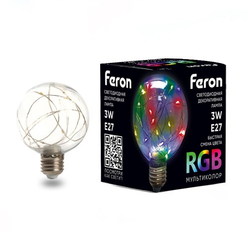 Лампа светодиодная Feron LB-381 E27 3W RGB 10 штук
