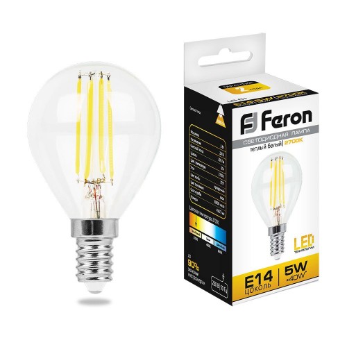 Лампа светодиодная Feron LB-61 Шарик E14 5W 2700K 10 штук