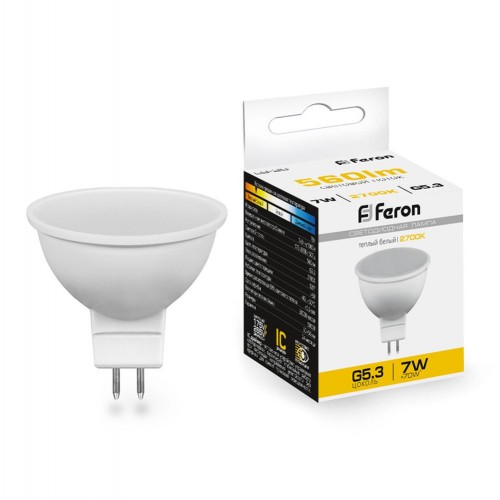 Лампа светодиодная Feron LB-26 MR16 G5.3 7W 2700K 10 штук