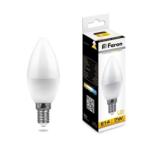 Лампа светодиодная Feron LB-97 Свеча E14 7W 2700K 10 штук