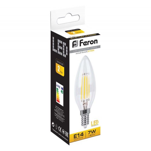 Лампа светодиодная Feron LB-66 Свеча E14 7W 2700K 10 штук