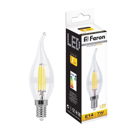 Лампа светодиодная Feron LB-67 Свеча на ветру  E14 7W 2700K 10 штук