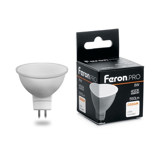 Лампа светодиодная FeronPRO LB-1608 MR16 G5.3 8W 4000K 10 штук