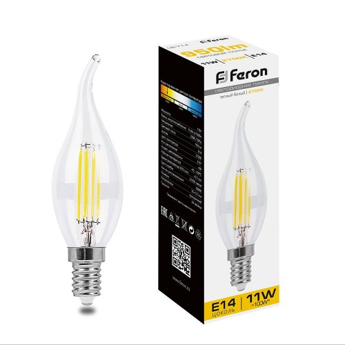 Лампа светодиодная Feron LB-714 Свеча на ветру E14 11W 2700K 10 штук