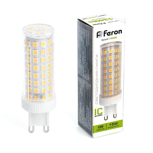 Лампа светодиодная Feron LB-437 G9 15W 4000K 10 штук