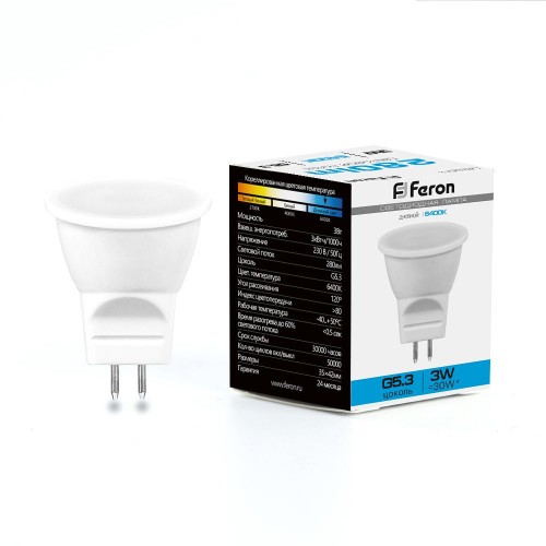 Лампа светодиодная Feron LB-271 MR11 G5.3  3W 6400K 10 штук