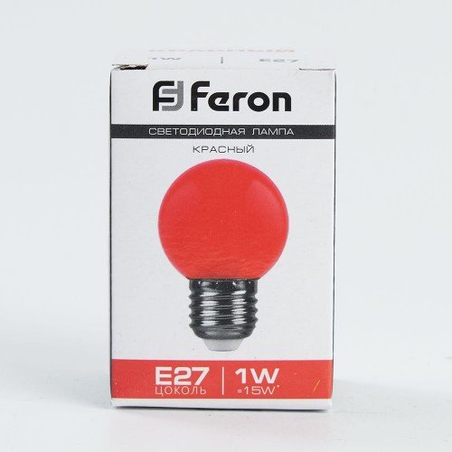 Лампа светодиодная Feron LB-37 Шарик E27 1W Красный 10 штук