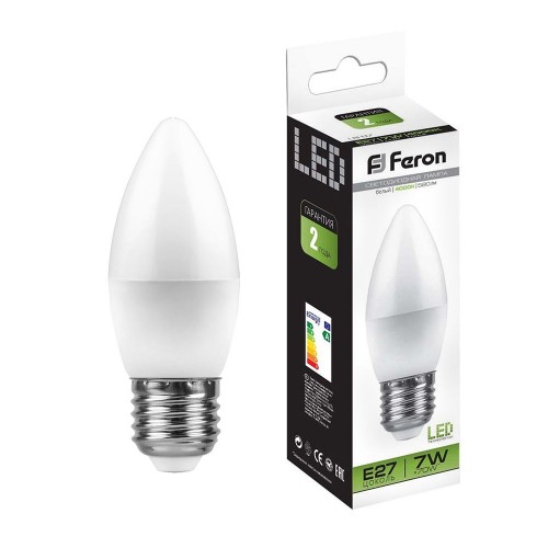 Лампа светодиодная Feron LB-97 Свеча E27 7W 4000K 10 штук