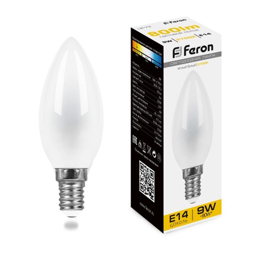 Лампа светодиодная Feron LB-73 Свеча E14 9W 2700K 10 штук