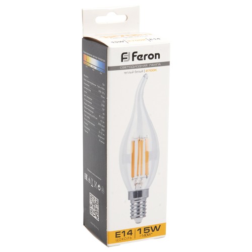 Лампа светодиодная Feron LB-718 Свеча на ветру E14 15W 2700K 10 штук