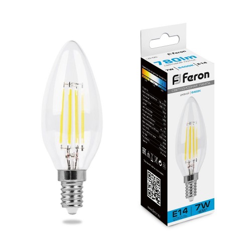 Лампа светодиодная Feron LB-66 Свеча E14 7W 6400K 10 штук