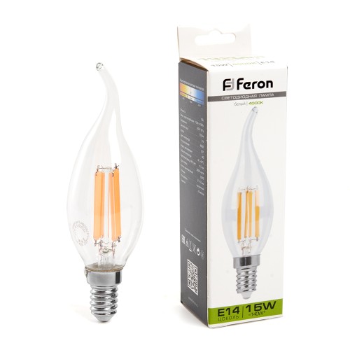 Лампа светодиодная Feron LB-718 Свеча на ветру E14 15W 4000K 10 штук