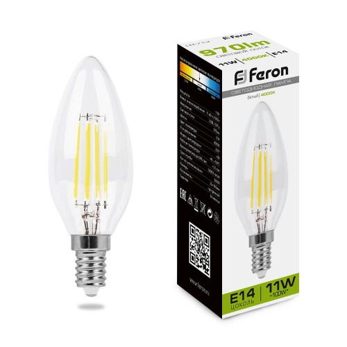 Лампа светодиодная Feron LB-713 Свеча E14 11W 4000K 10 штук