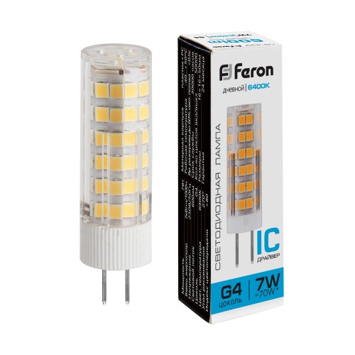Лампа светодиодная Feron LB-433 G4 7W 6400K 10 штук