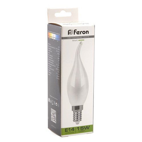 Лампа светодиодная Feron LB-718 Свеча на ветру E14 15W 4000K 10 штук