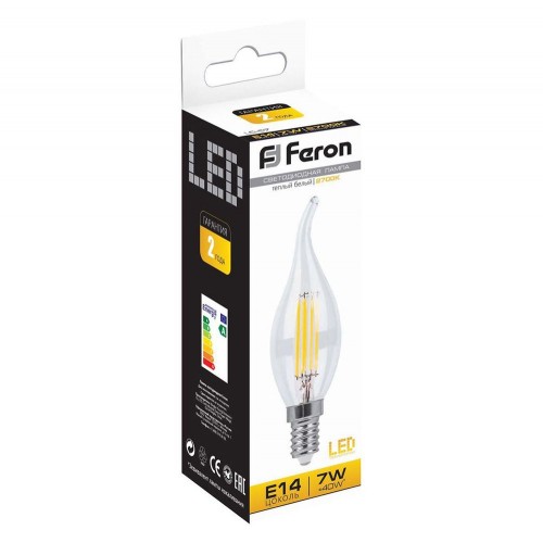 Лампа светодиодная Feron LB-67 Свеча на ветру  E14 7W 2700K 10 штук