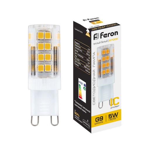 Лампа светодиодная Feron LB-432 G9 5W 2700K 10 штук