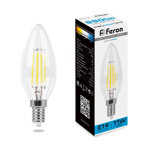 Лампа светодиодная Feron LB-713 Свеча E14 11W 6400K 10 штук
