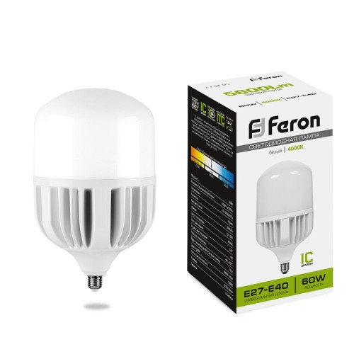 Лампа светодиодная Feron LB-65 E27-E40 60W 4000K 10 штук