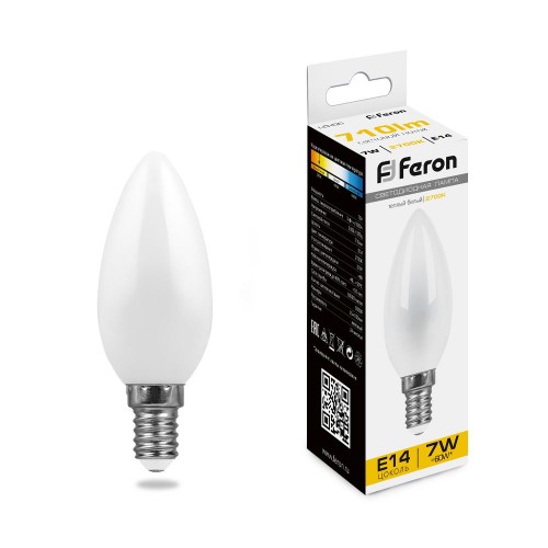 Лампа светодиодная Feron LB-66 Свеча E14 7W 2700K 10 штук