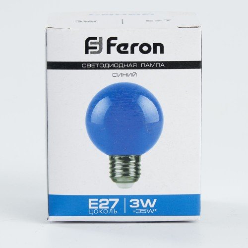 Лампа светодиодная Feron LB-371 Шар E27 3W синий 10 штук