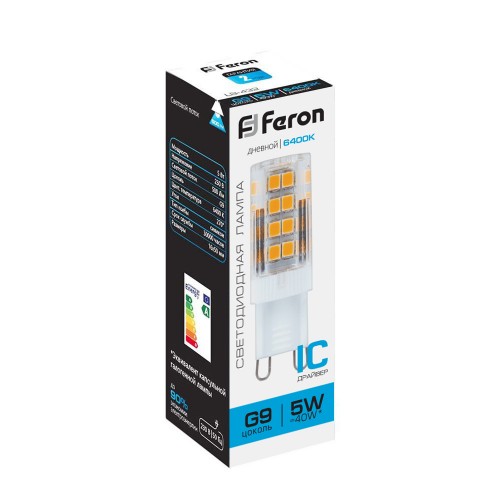 Лампа светодиодная Feron LB-432 G9 5W 6400K 10 штук