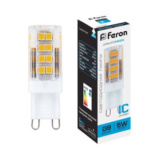Лампа светодиодная Feron LB-432 G9 5W 6400K 10 штук
