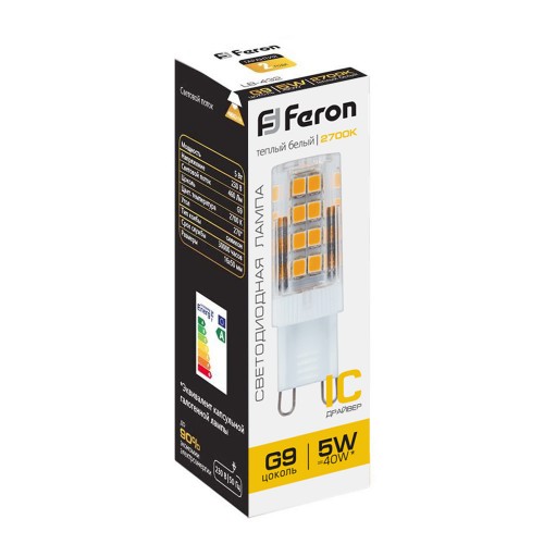 Лампа светодиодная Feron LB-432 G9 5W 2700K 10 штук