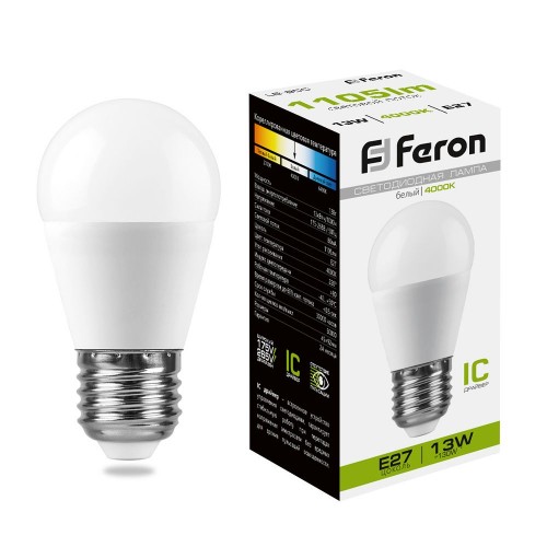 Лампа светодиодная Feron LB-950 Шарик E27 13W 4000K 10 штук