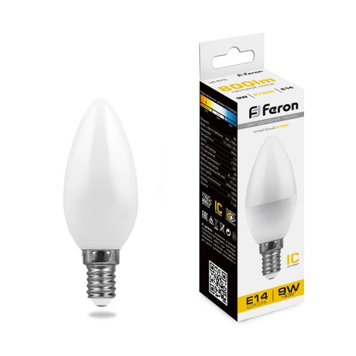Лампа светодиодная Feron LB-570 Свеча E14 9W 2700K 10 штук