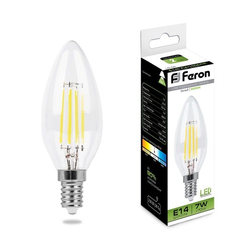 Лампа светодиодная Feron LB-66 Свеча E14 7W 4000K 10 штук