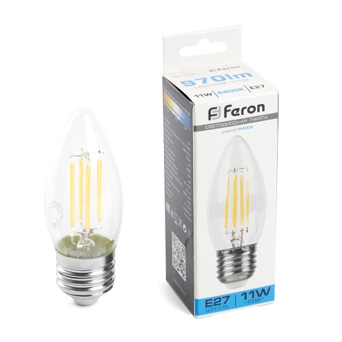 Лампа светодиодная Feron LB-713 Свеча E27 11W 6400K 10 штук