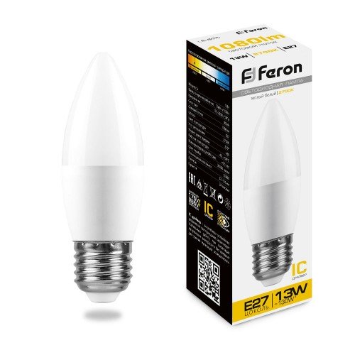 Лампа светодиодная Feron LB-970 Свеча E27 13W 2700K 10 штук