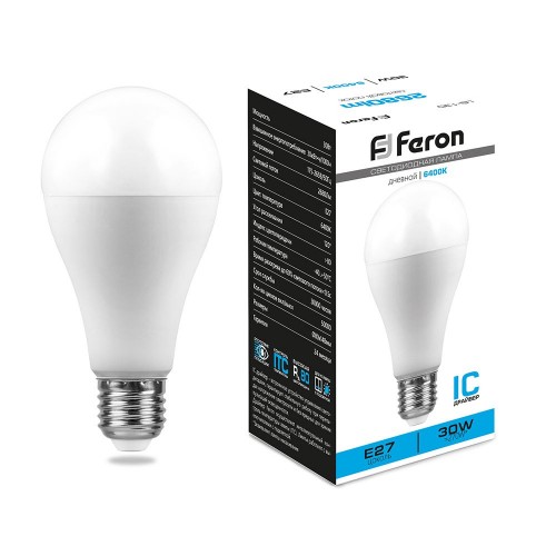 Лампа светодиодная Feron LB-130 Шар E27 30W 6400K 10 штук