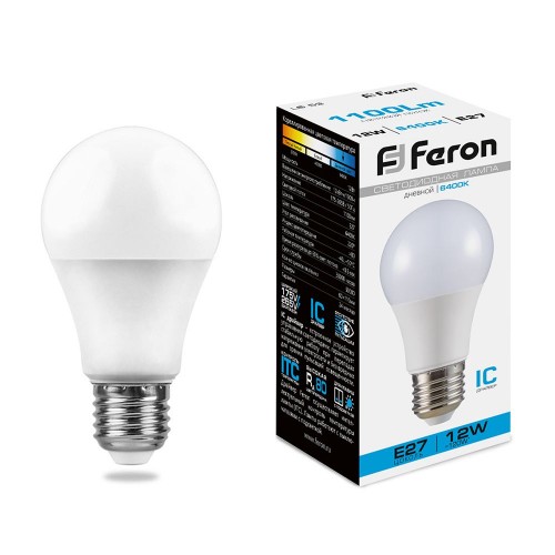 Лампа светодиодная Feron LB-93 Шар E27 12W 6400K 10 штук