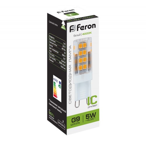Лампа светодиодная Feron LB-432 G9 5W 4000K 10 штук
