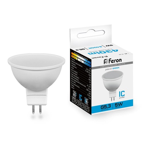 Лампа светодиодная Feron LB-24 MR16 G5.3 5W 6400K 10 штук