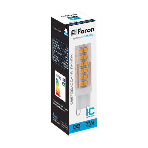Лампа светодиодная Feron LB-433 G9 7W 6400K 10 штук