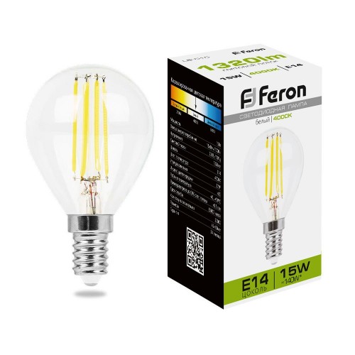 Лампа светодиодная Feron LB-515 Шарик E14 15W 4000K 10 штук