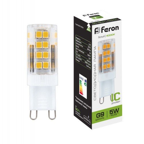 Лампа светодиодная Feron LB-432 G9 5W 4000K 10 штук