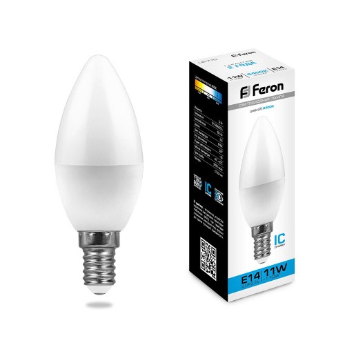 Лампа светодиодная Feron LB-770 Свеча E14 11W 6400K 10 штук
