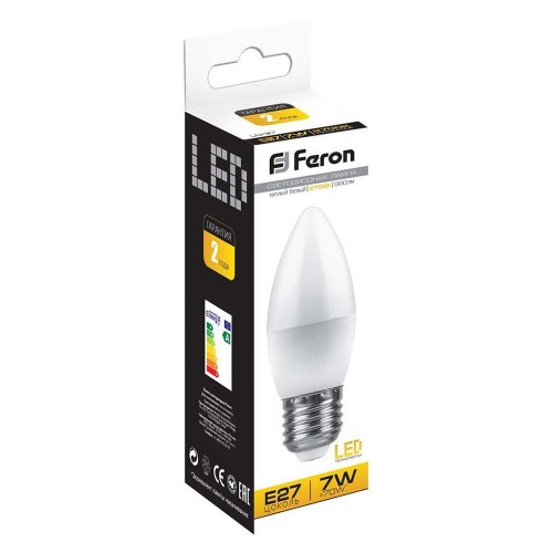 Лампа светодиодная Feron LB-97 Свеча E27 7W 2700K 10 штук