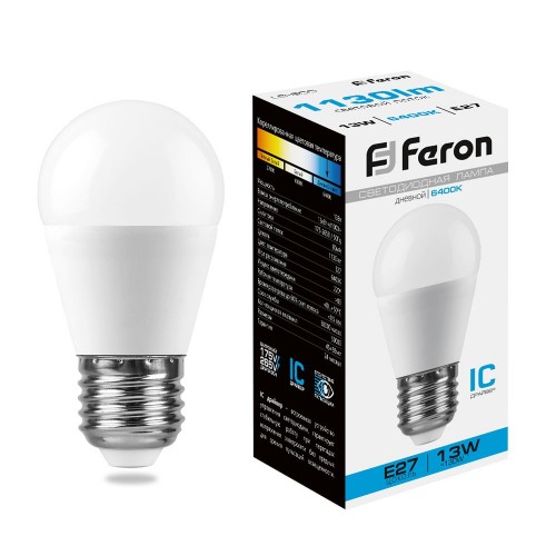 Лампа светодиодная Feron LB-950 Шарик E27 13W 6400K 10 штук