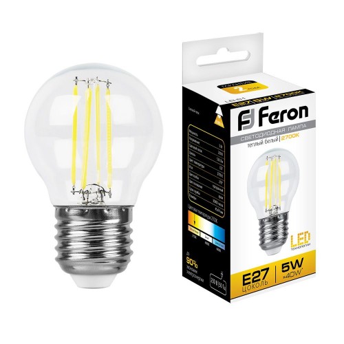 Лампа светодиодная Feron LB-61 Шарик E27 5W 2700K 10 штук