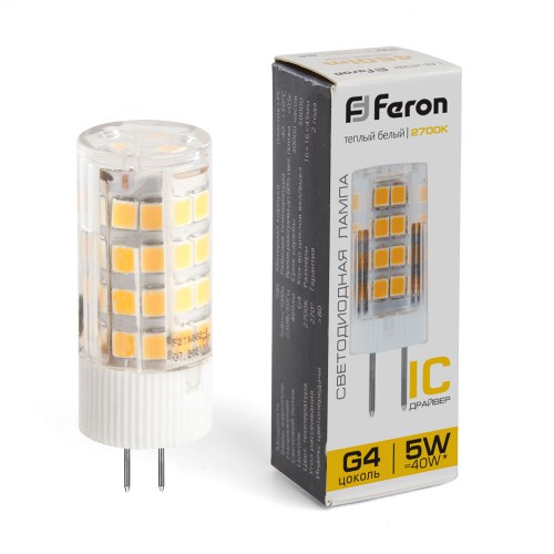 Лампа светодиодная Feron LB-432 G4 5W 2700K 10 штук