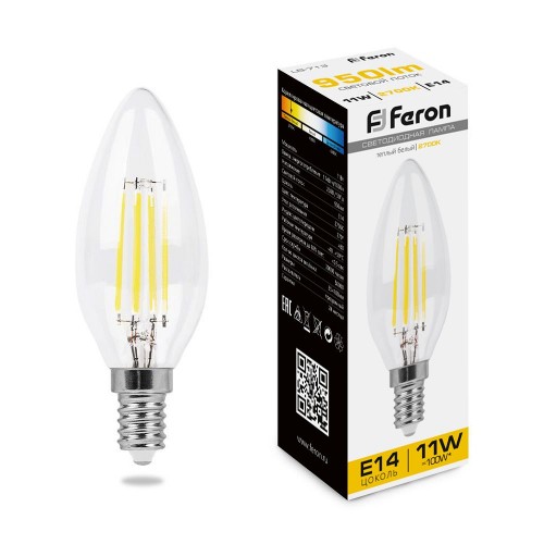 Лампа светодиодная Feron LB-713 Свеча E14 11W 2700K 10 штук